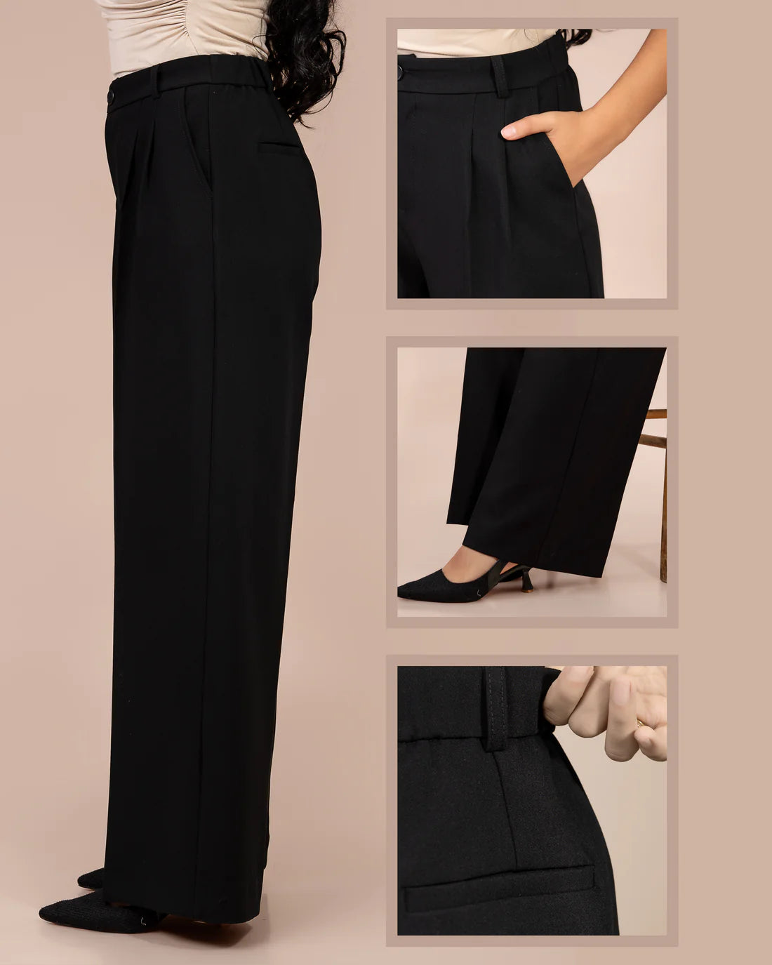 Pantalon Carla – Taille Haute • Coupe Large Confort