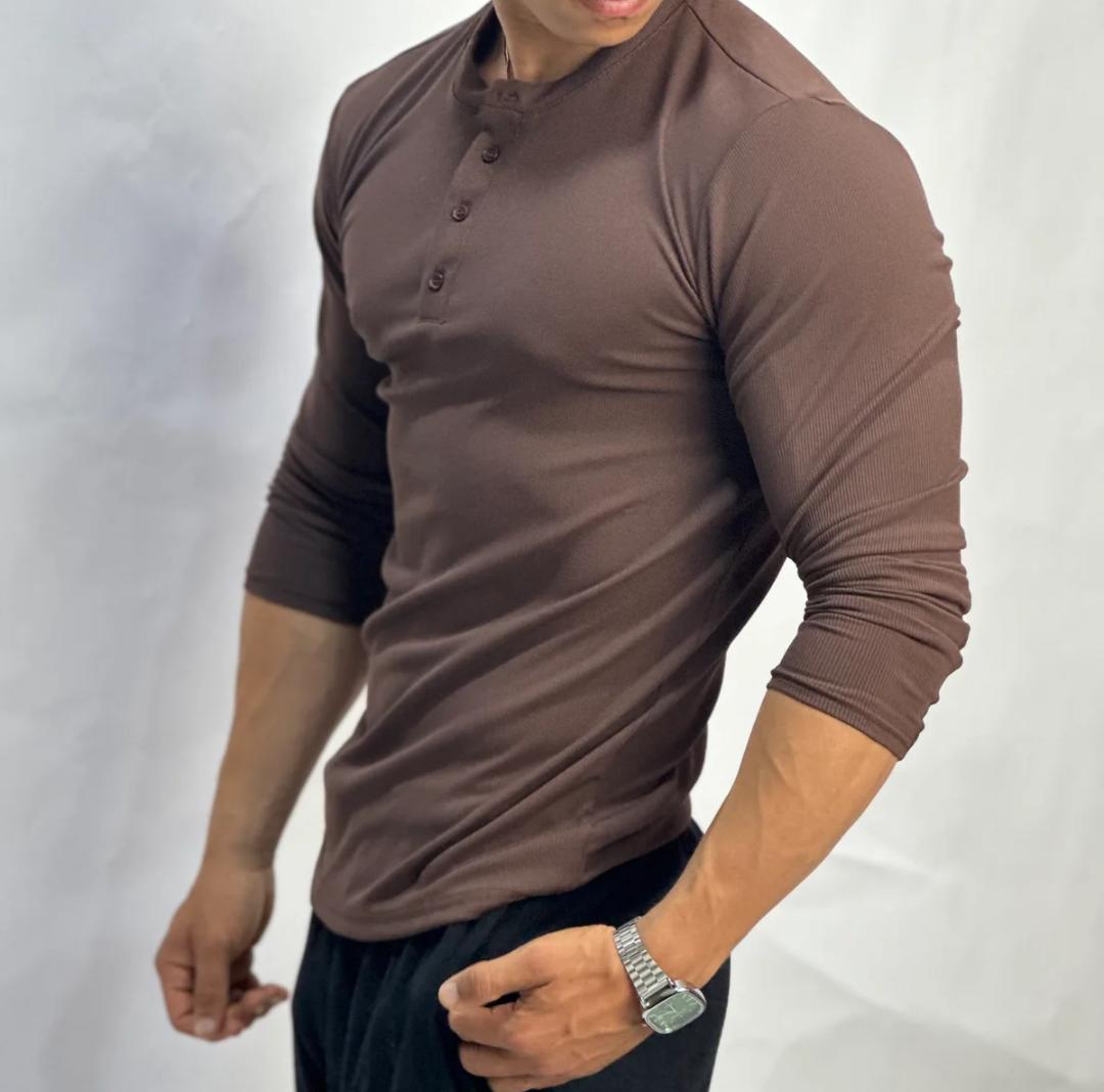 longue-Sleeve Henley Shirt